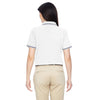 Harriton Women's White/Navy 5.6 oz. Tipped Easy Blend Polo