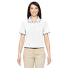 Harriton Women's White/Navy 5.6 oz. Tipped Easy Blend Polo