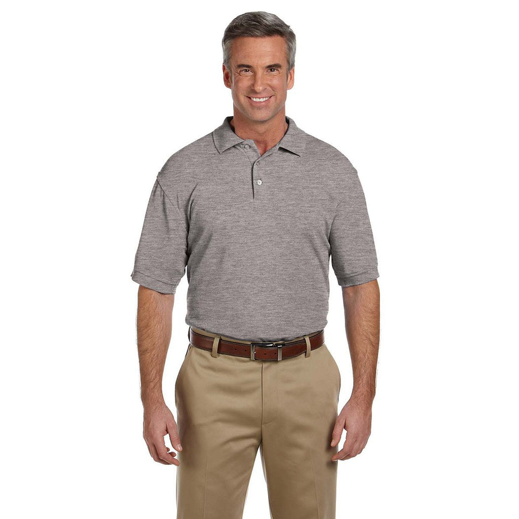 Harriton Men's Grey Heather 5 oz. Blend-Tek Polo