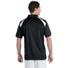 Harriton Men's Black/White 4 oz. Polytech Colorblock Polo