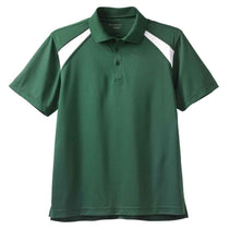 Harriton Men's Dark Green/White 4 oz. Polytech Colorblock Polo