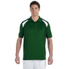 Harriton Men's Dark Green/White 4 oz. Polytech Colorblock Polo