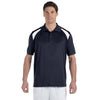 Harriton Men's Navy/White 4 oz. Polytech Colorblock Polo