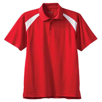 Harriton Men's Red/White 4 oz. Polytech Colorblock Polo