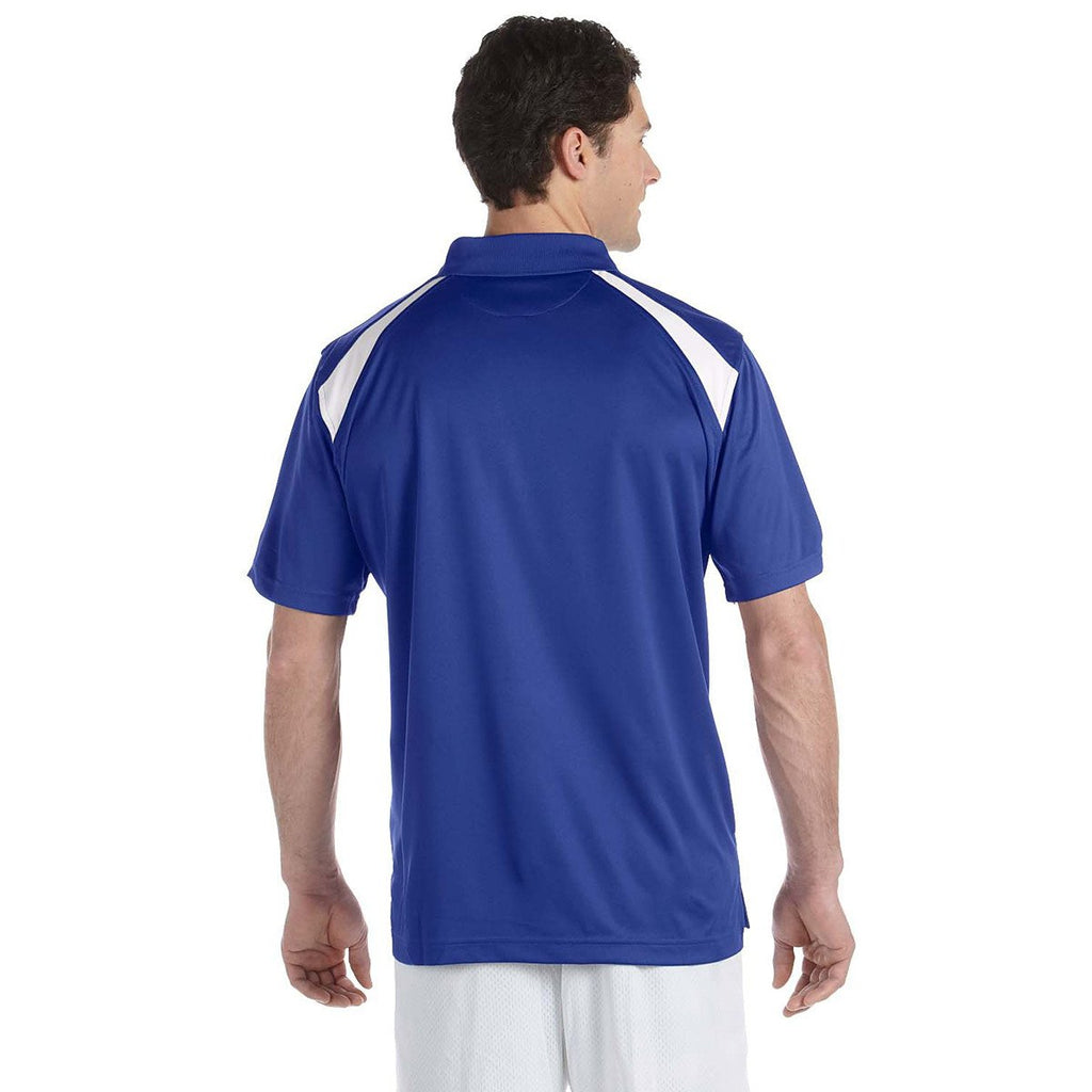 Harriton Men's True Royal/White 4 oz. Polytech Colorblock Polo