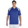 Harriton Men's True Royal/White 4 oz. Polytech Colorblock Polo
