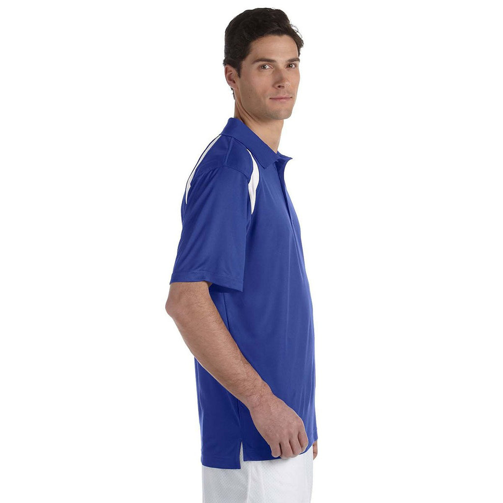Harriton Men's True Royal/White 4 oz. Polytech Colorblock Polo