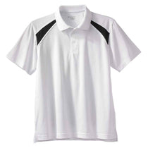 Harriton Men's White/Black 4 oz. Polytech Colorblock Polo