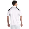 Harriton Men's White/Black 4 oz. Polytech Colorblock Polo