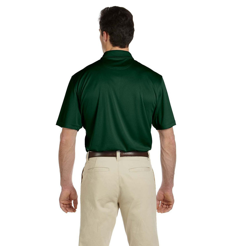 Harriton Men's Dark Green Double Mesh Polo