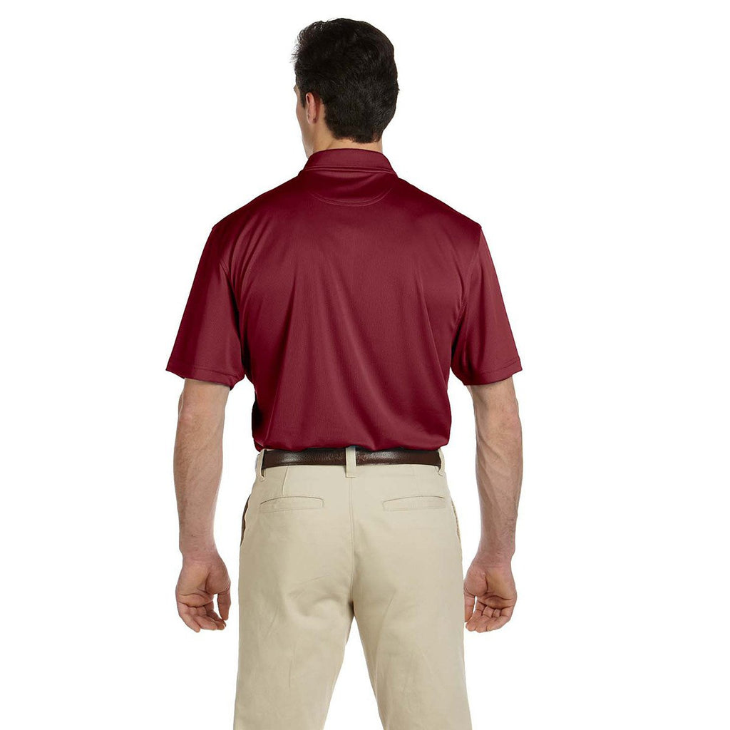 Harriton Men's Maroon Double Mesh Polo