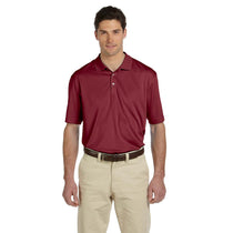 Harriton Men's Maroon Double Mesh Polo