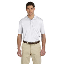 Harriton Men's White Double Mesh Polo