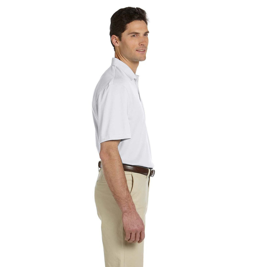 Harriton Men's White Double Mesh Polo