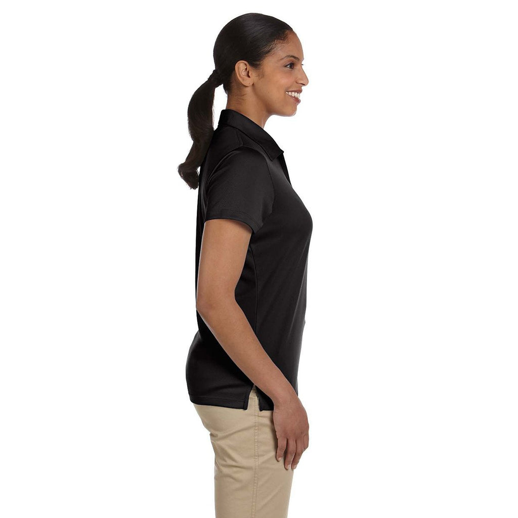 Harriton Women's Black Double Mesh Polo