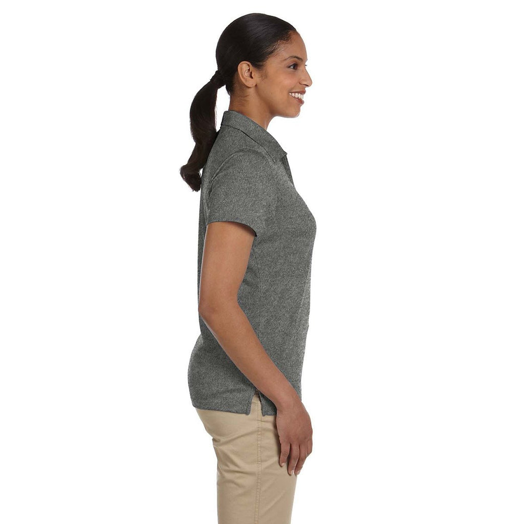 Harriton Women's Charcoal Double Mesh Polo