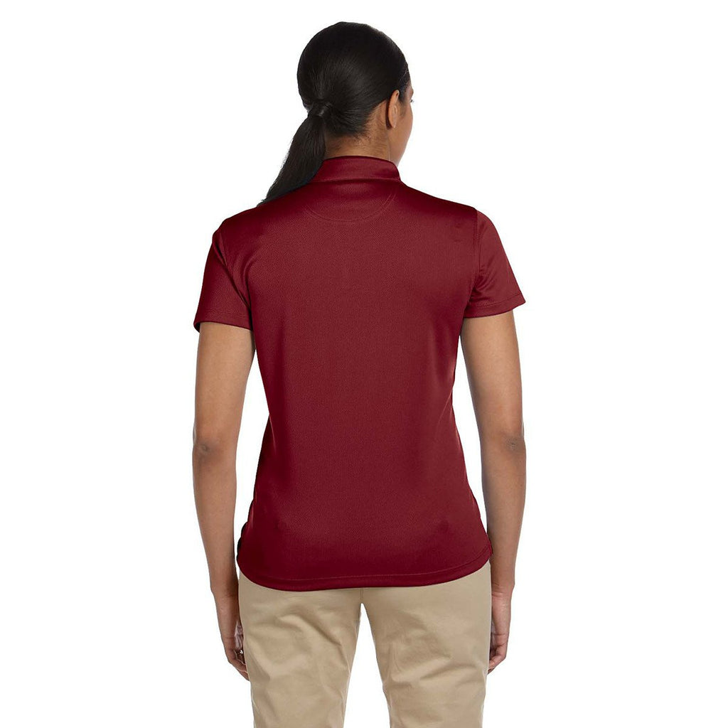 Harriton Women's Maroon Double Mesh Polo