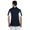 Harriton Men's Navy/White Side Blocked Micro-Pique Polo