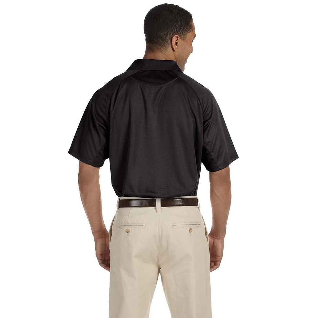 Harriton Men's Black 3.8 oz. Polytech Mesh Insert Polo