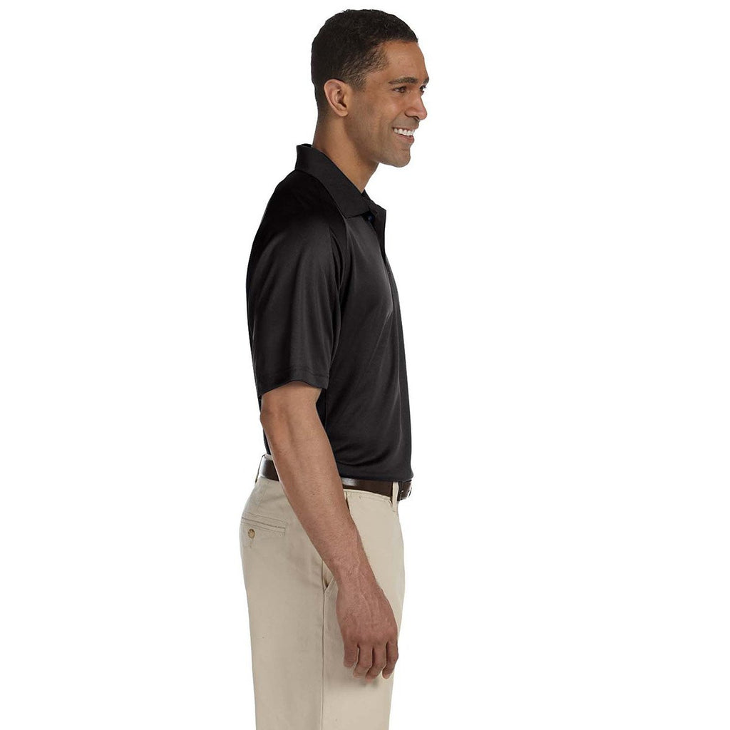 Harriton Men's Black 3.8 oz. Polytech Mesh Insert Polo
