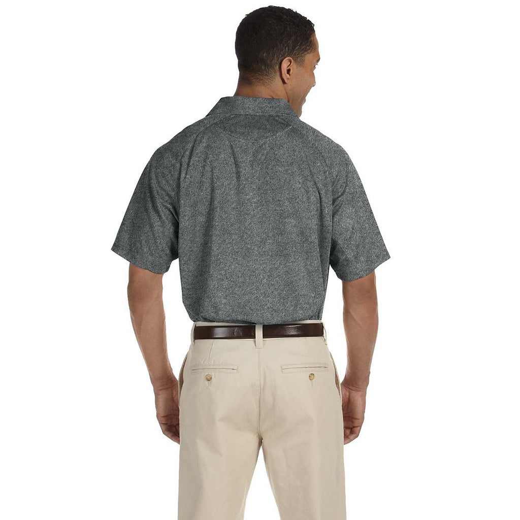 Harriton Men's Charcoal 3.8 oz. Polytech Mesh Insert Polo