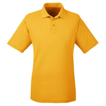 Harriton Men's Gold 3.8 oz. Polytech Mesh Insert Polo