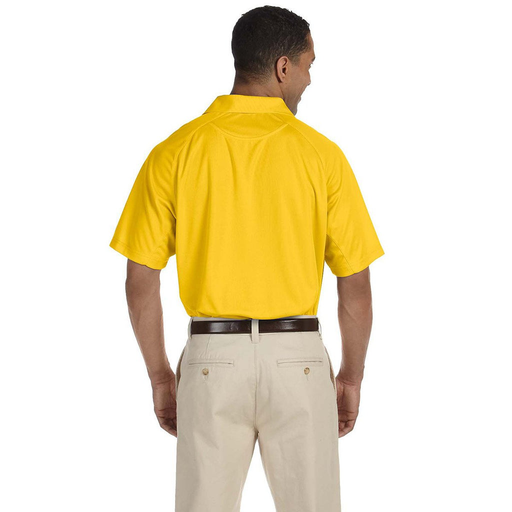Harriton Men's Gold 3.8 oz. Polytech Mesh Insert Polo