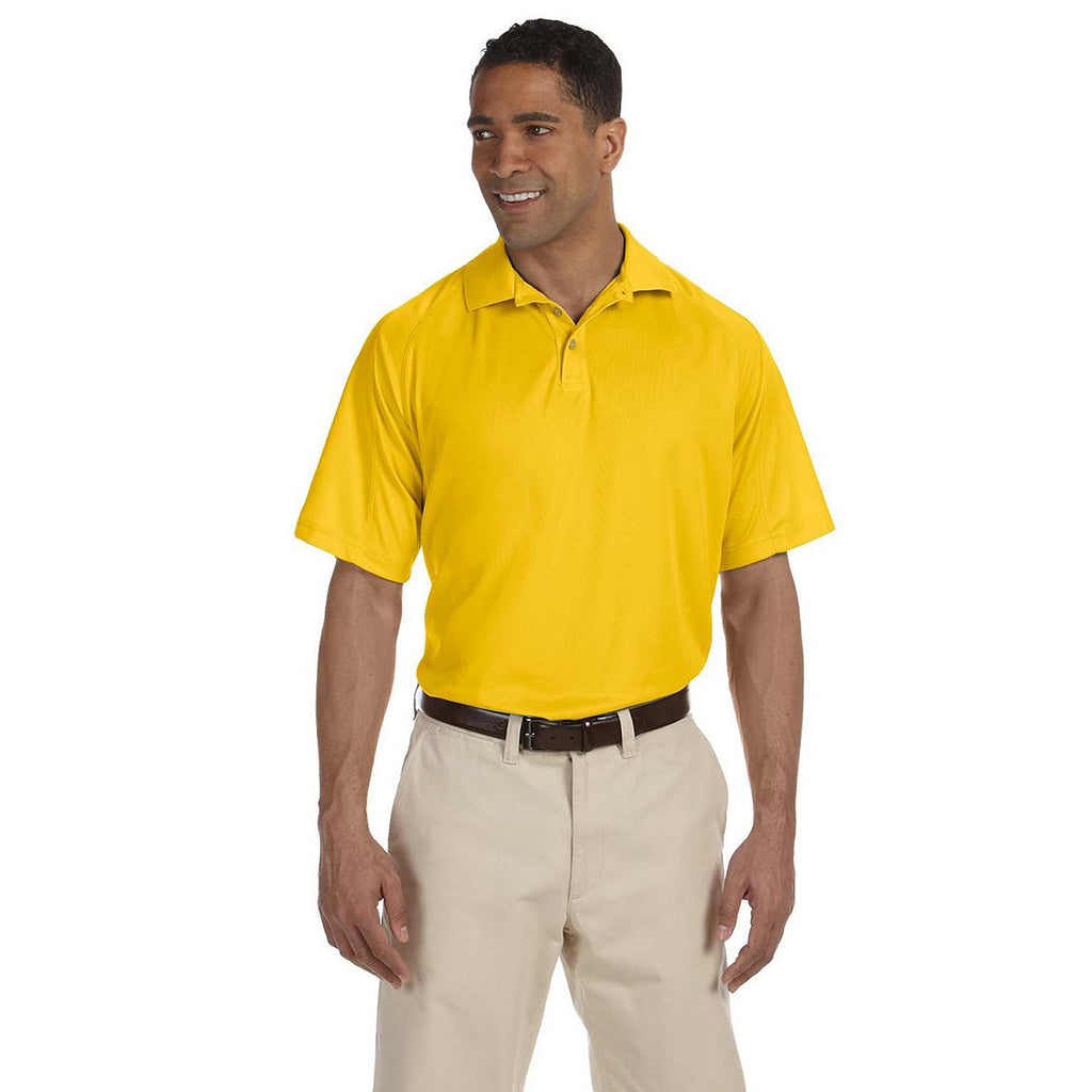 Harriton Men's Gold 3.8 oz. Polytech Mesh Insert Polo