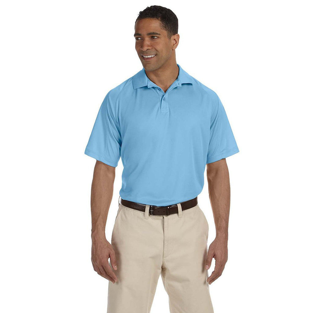 Harriton Men's Light Blue 3.8 oz. Polytech Mesh Insert Polo