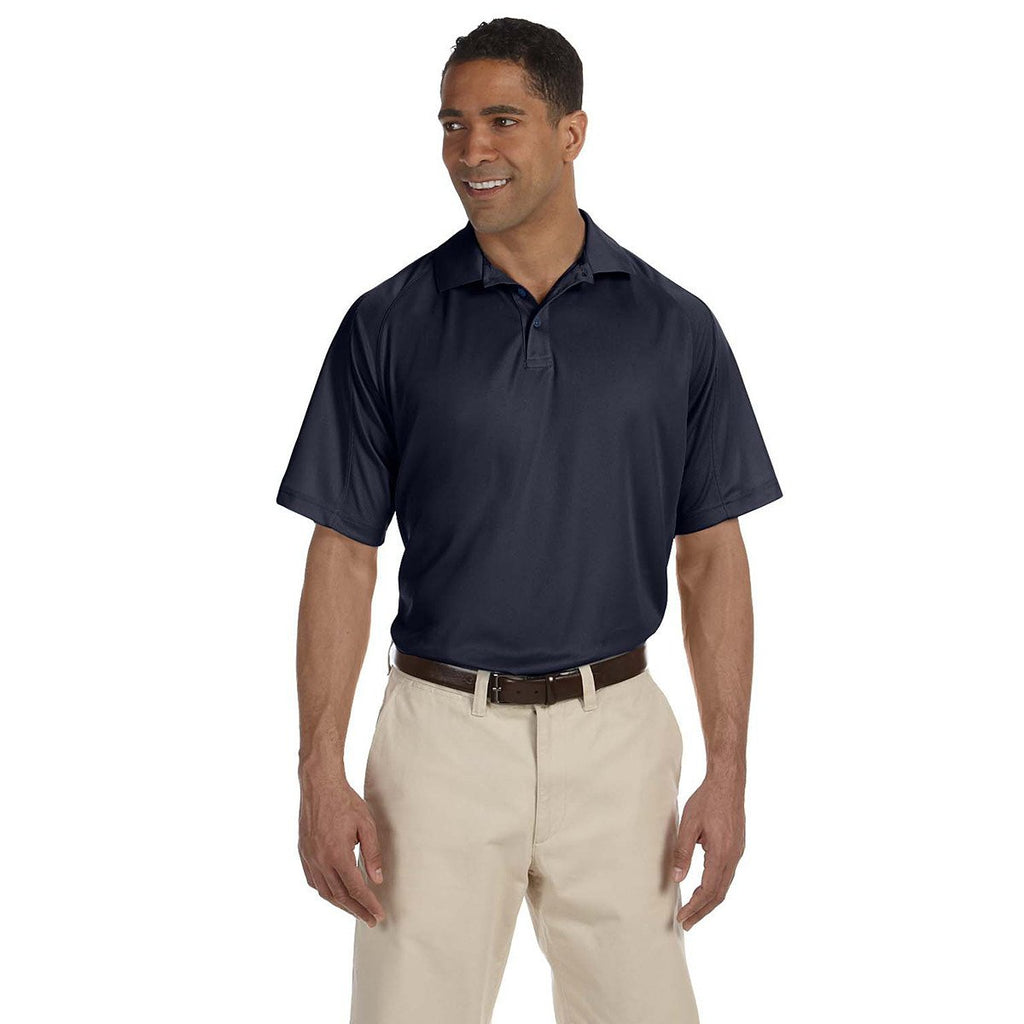 Harriton Men's Navy 3.8 oz. Polytech Mesh Insert Polo