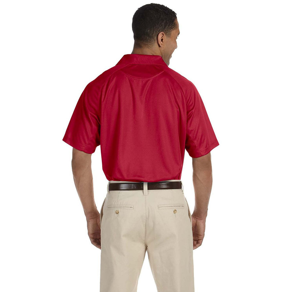 Harriton Men's Red 3.8 oz. Polytech Mesh Insert Polo