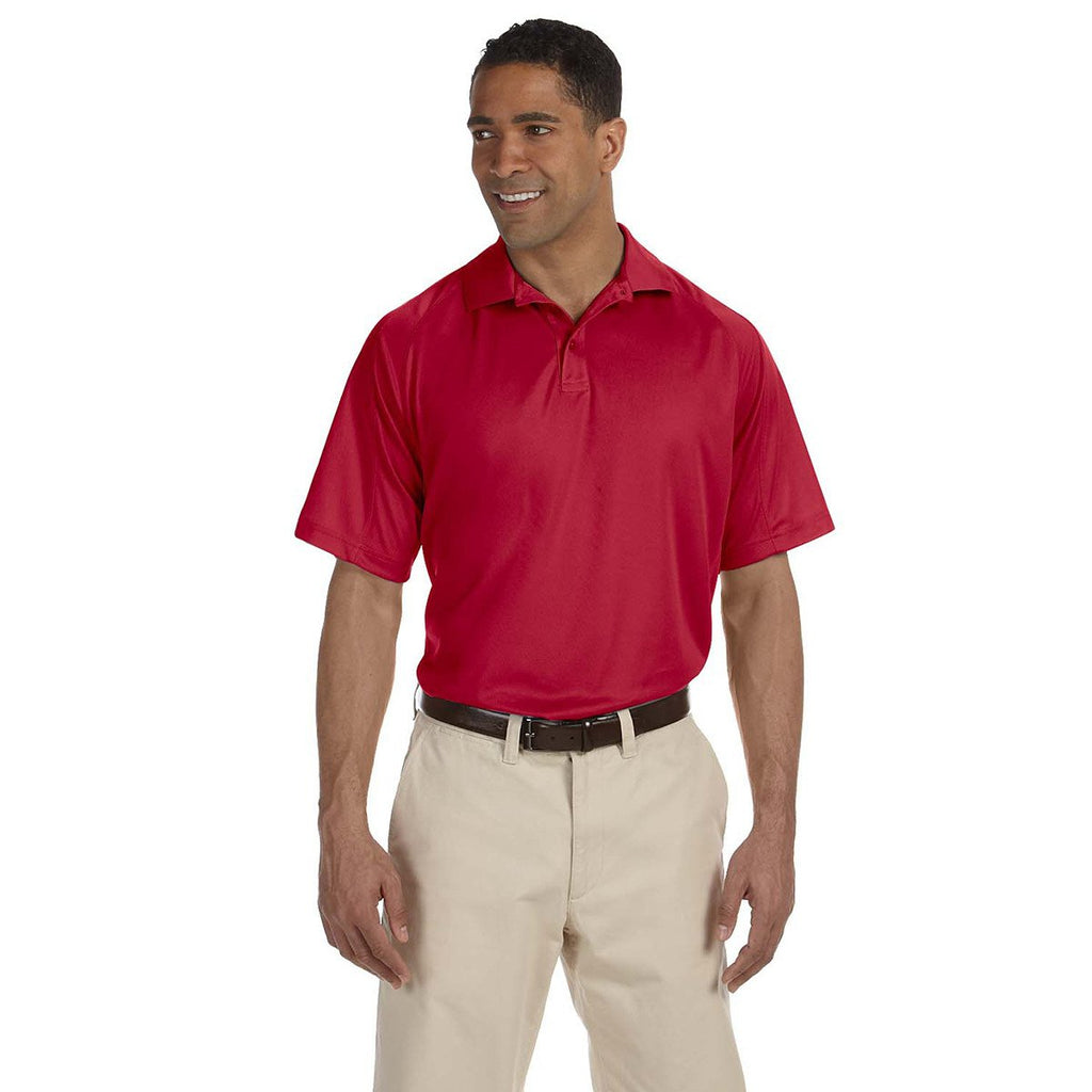 Harriton Men's Red 3.8 oz. Polytech Mesh Insert Polo