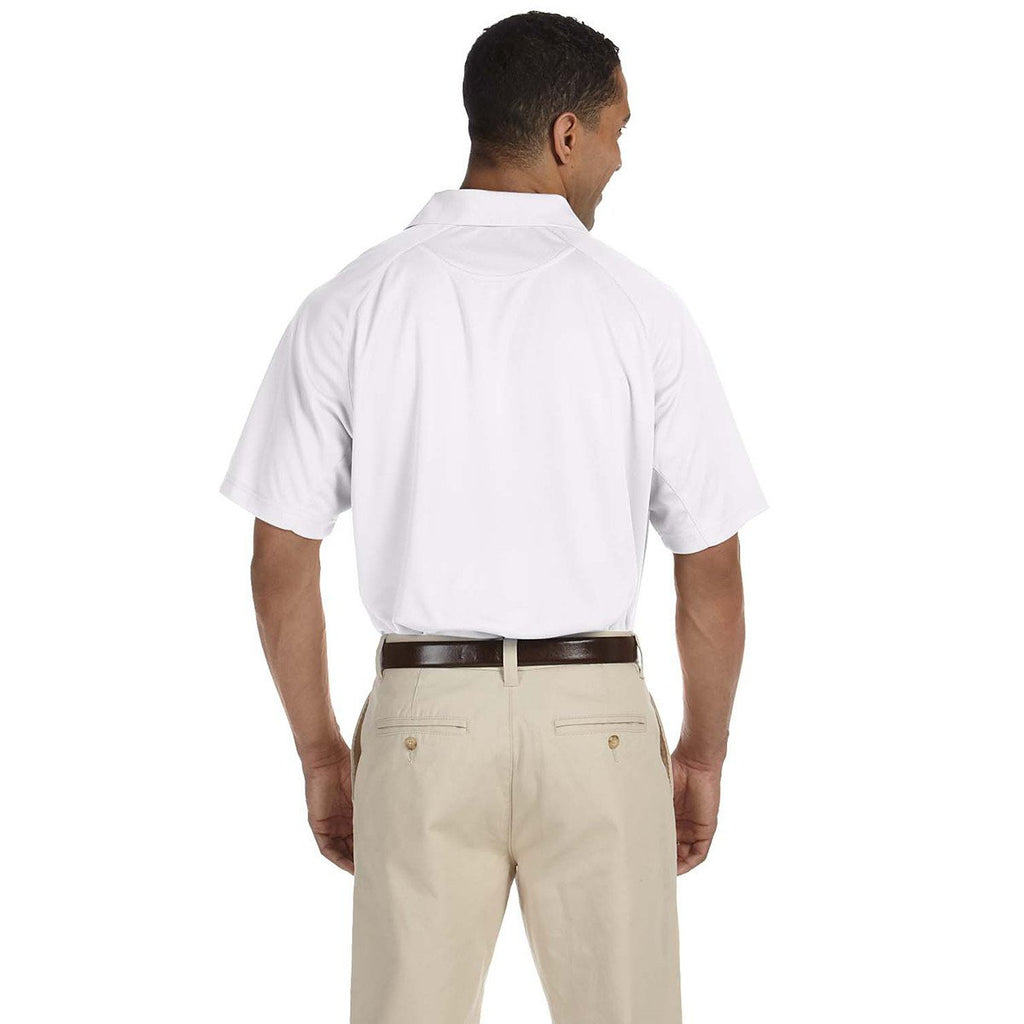Harriton Men's White 3.8 oz. Polytech Mesh Insert Polo