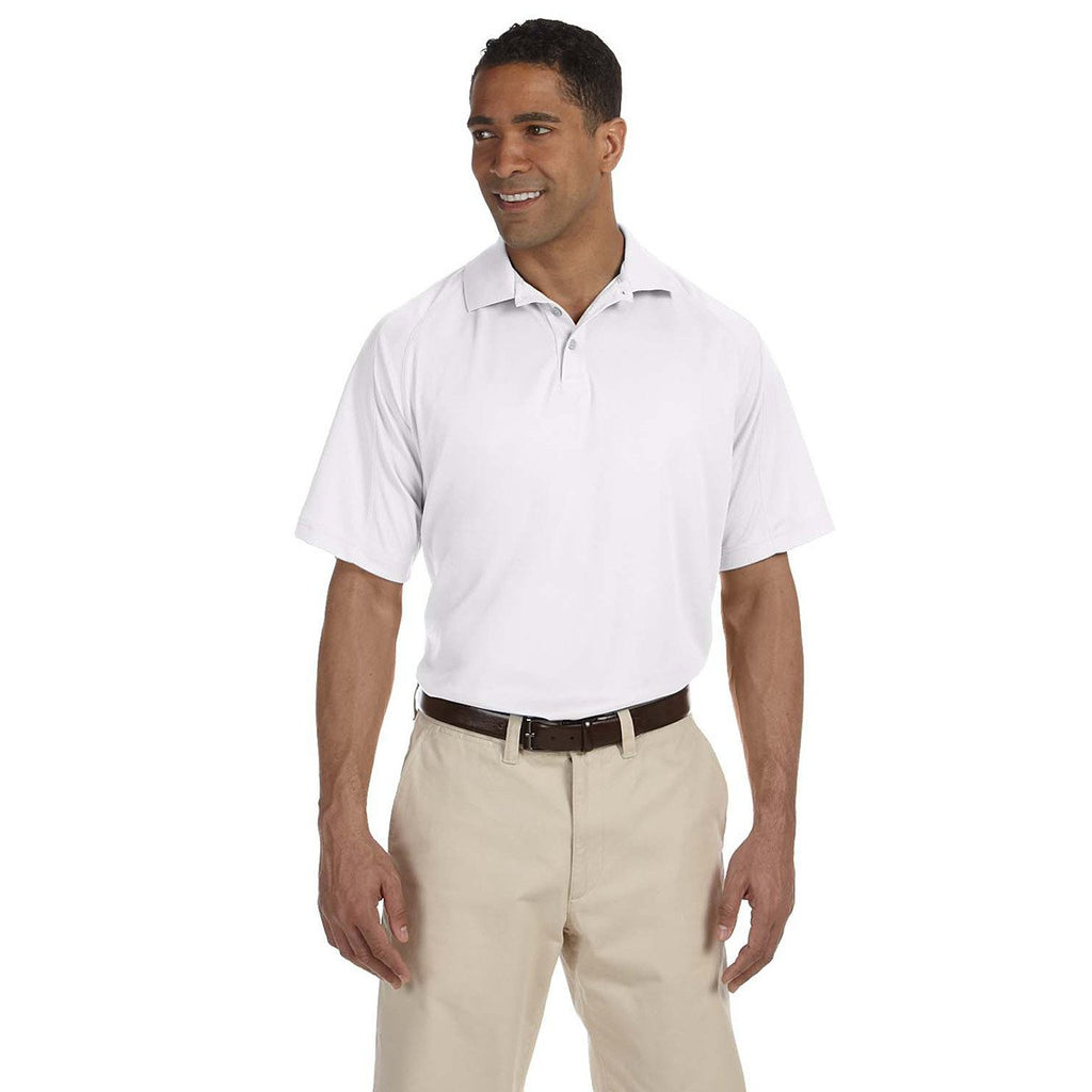 Harriton Men's White 3.8 oz. Polytech Mesh Insert Polo
