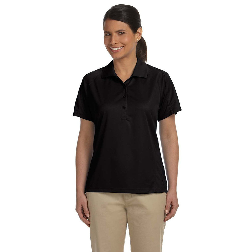 Harriton Women's Black 3.8 oz. Polytech Mesh Insert Polo