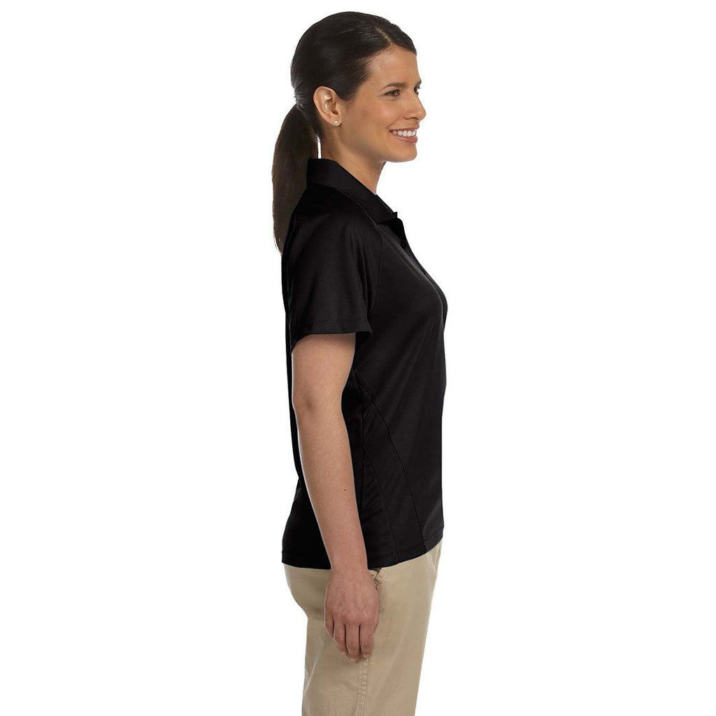 Harriton Women's Black 3.8 oz. Polytech Mesh Insert Polo
