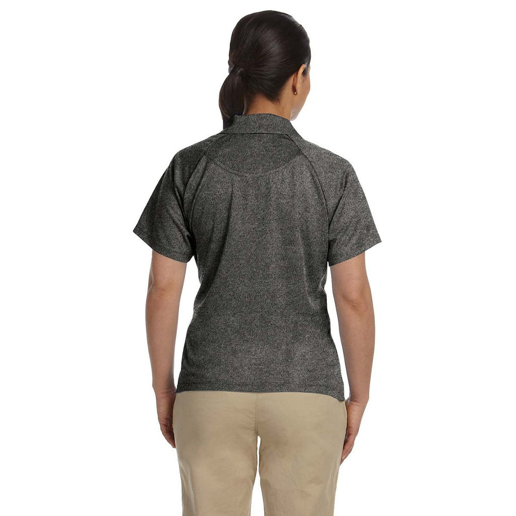 Harriton Women's Charcoal 3.8 oz. Polytech Mesh Insert Polo
