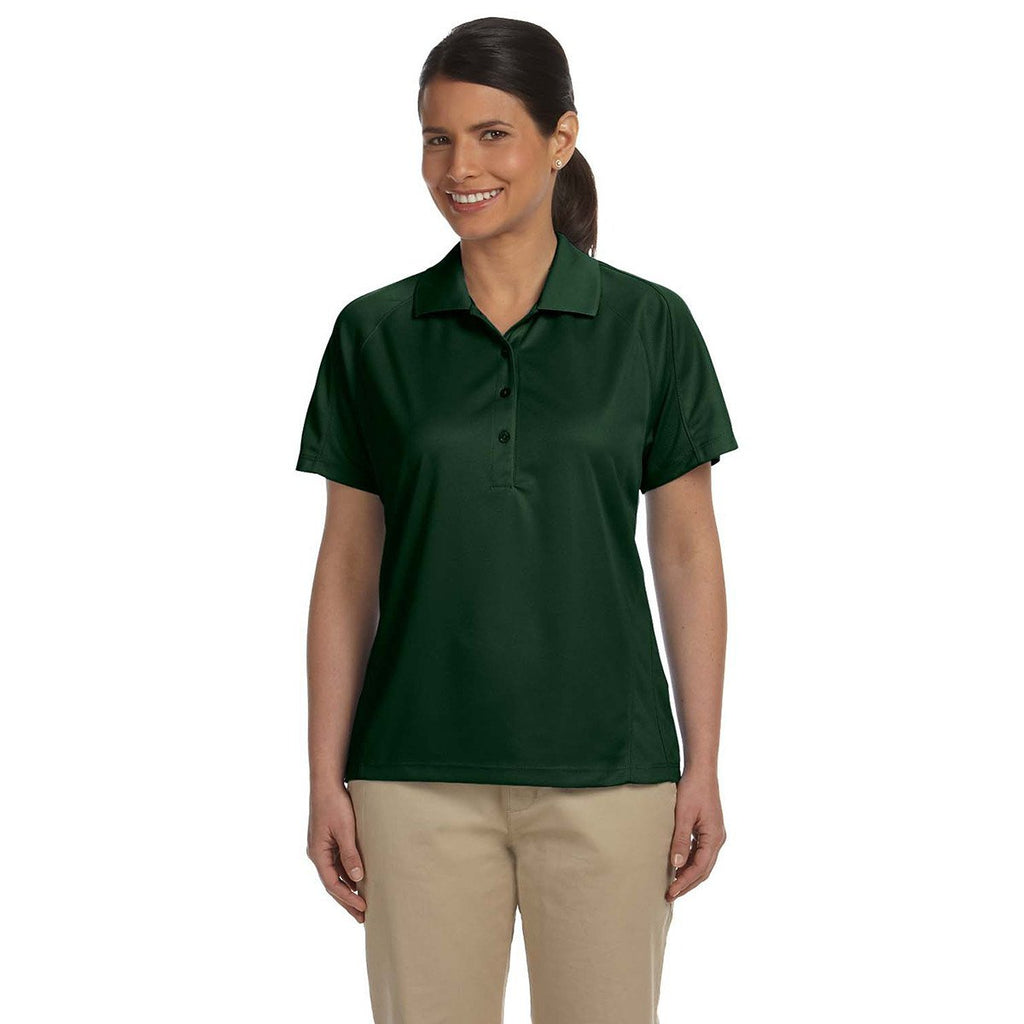 Harriton Women's Dark Green 3.8 oz. Polytech Mesh Insert Polo