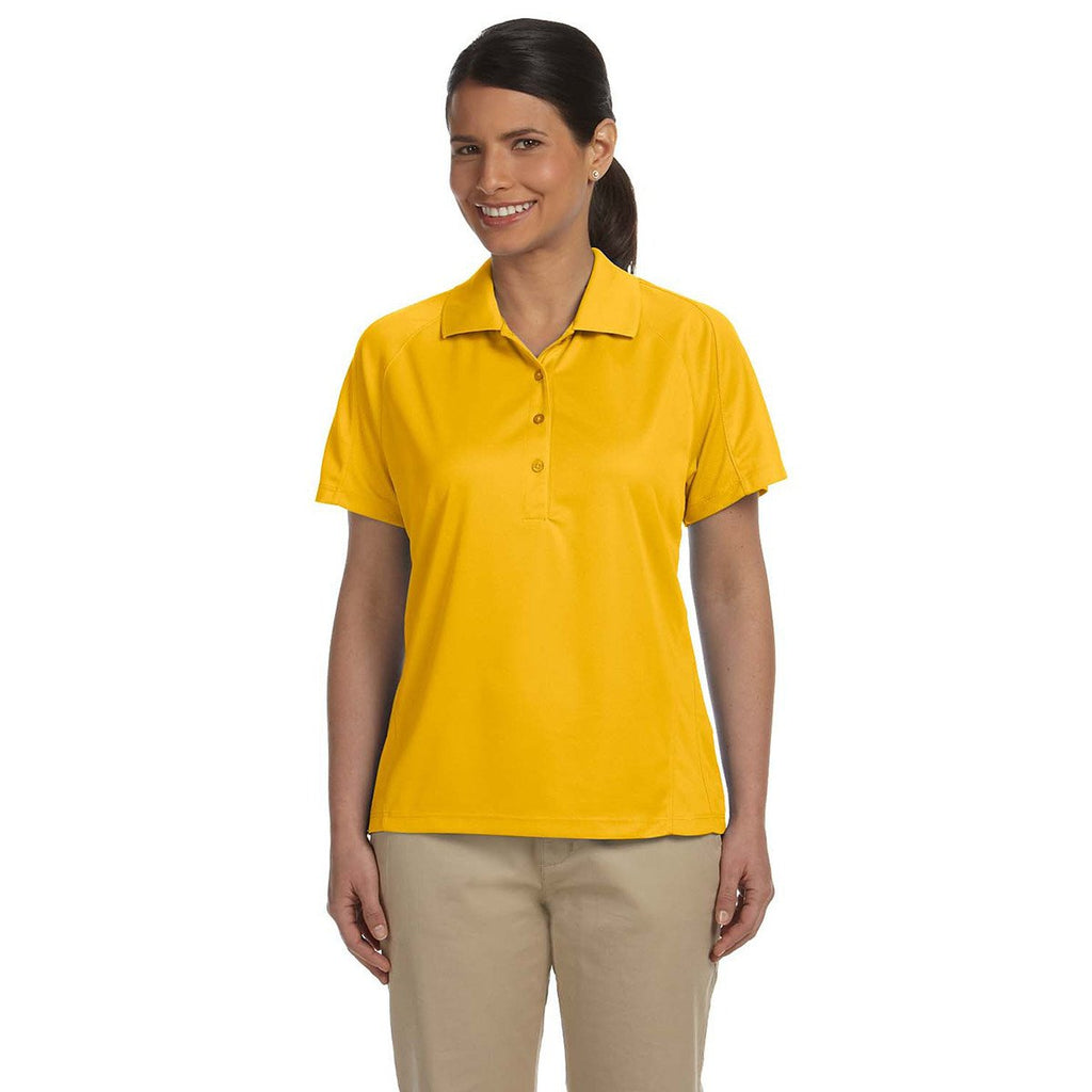Harriton Women's Gold 3.8 oz. Polytech Mesh Insert Polo