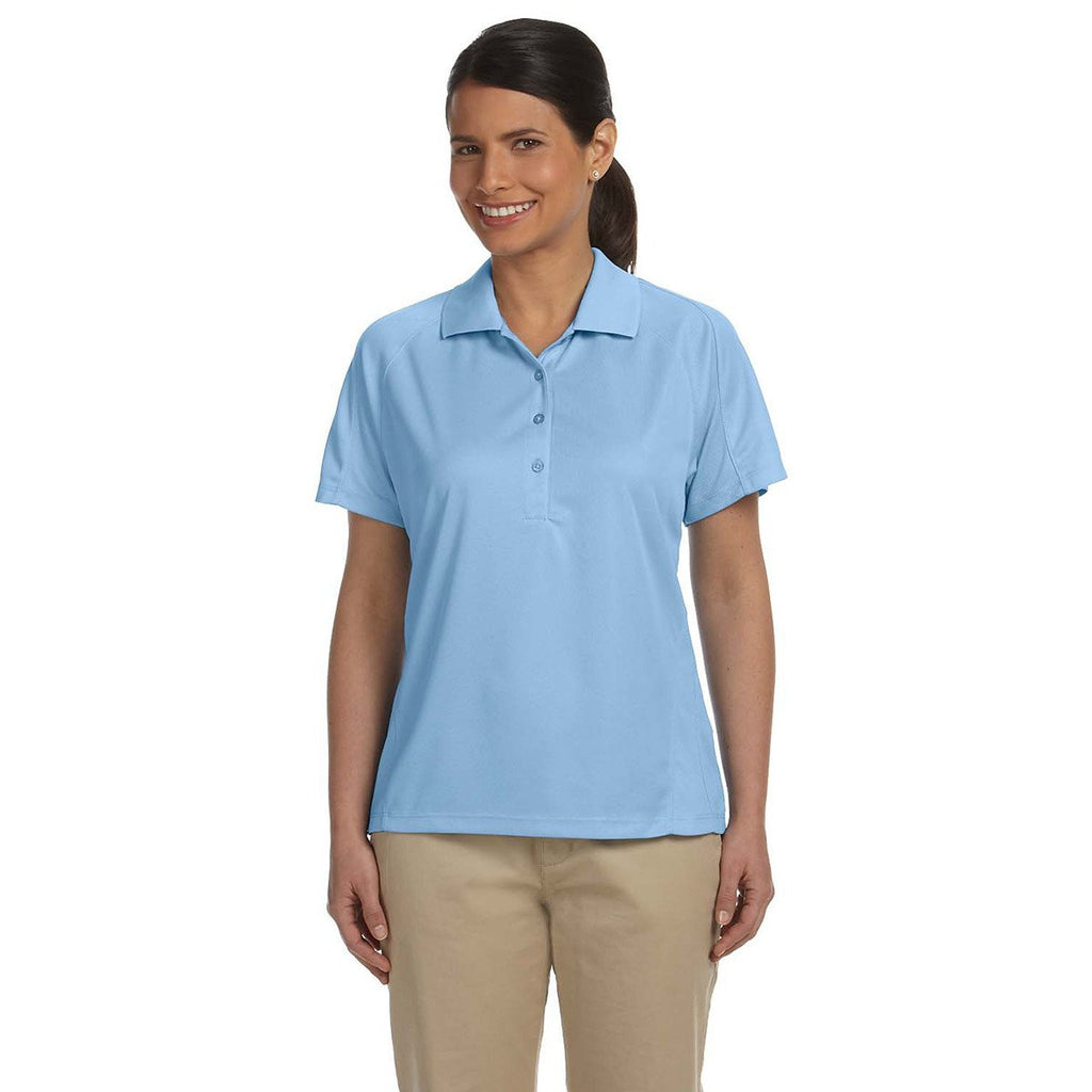 Harriton Women's Light Blue 3.8 oz. Polytech Mesh Insert Polo