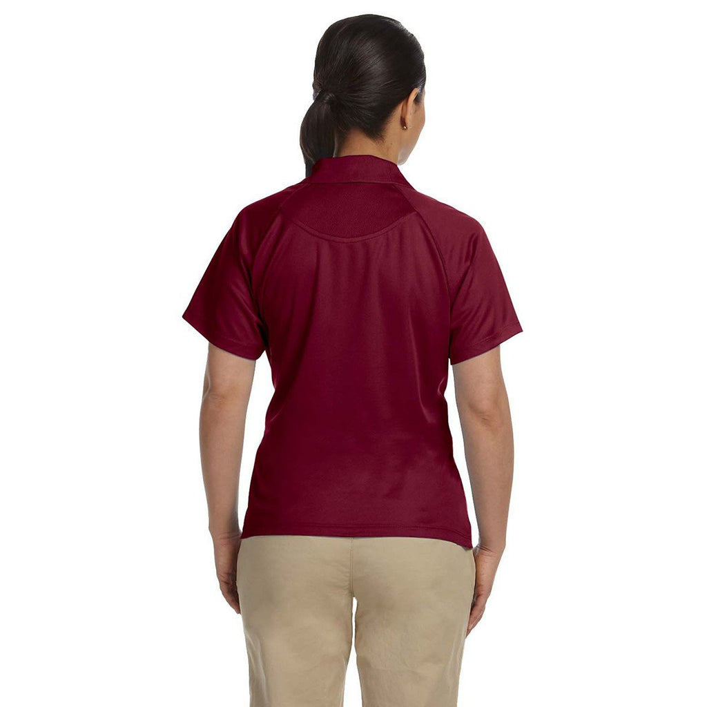Harriton Women's Maroon 3.8 oz. Polytech Mesh Insert Polo