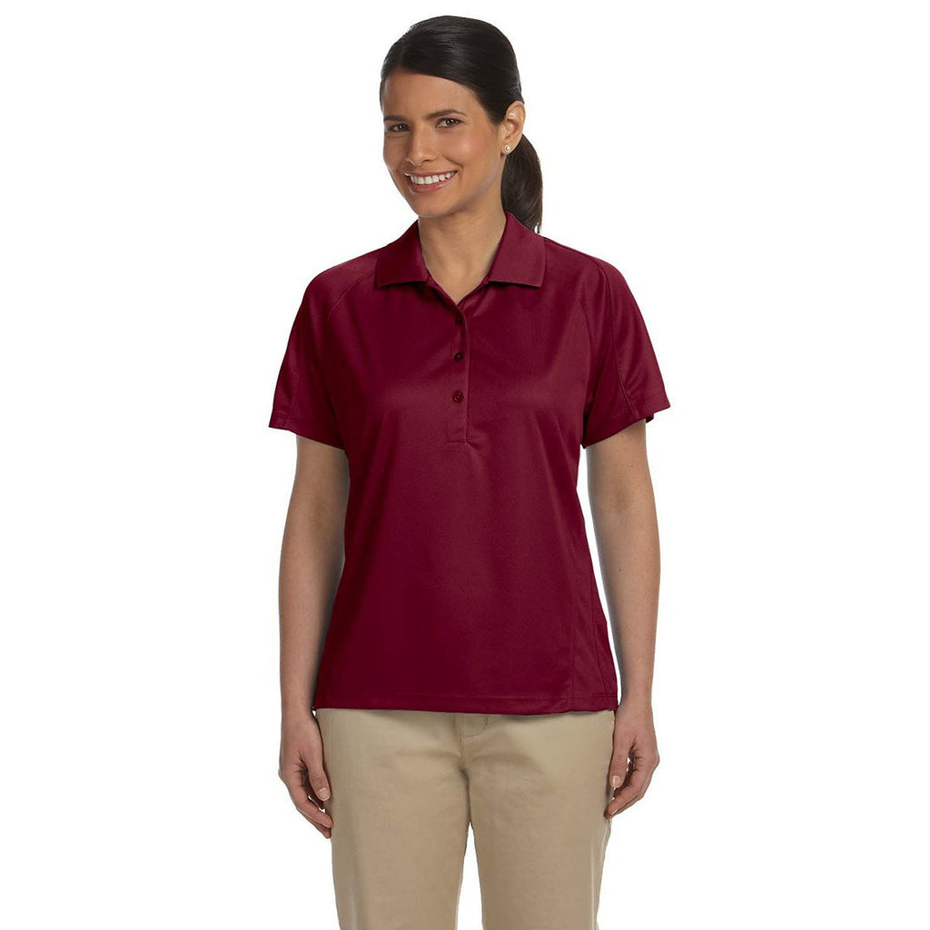 Harriton Women's Maroon 3.8 oz. Polytech Mesh Insert Polo