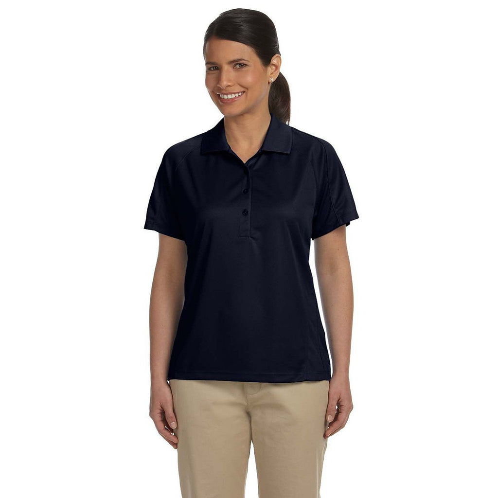Harriton Women's Navy 3.8 oz. Polytech Mesh Insert Polo
