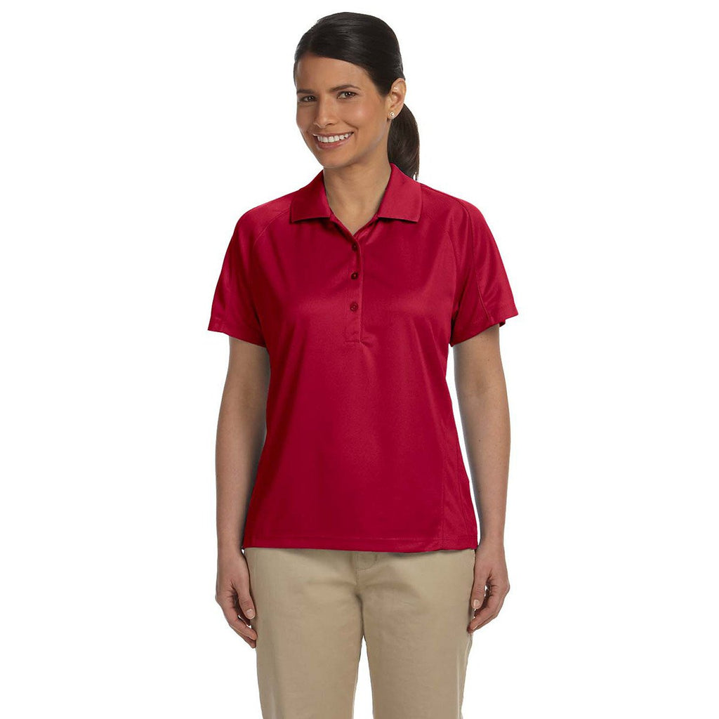 Harriton Women's Red 3.8 oz. Polytech Mesh Insert Polo