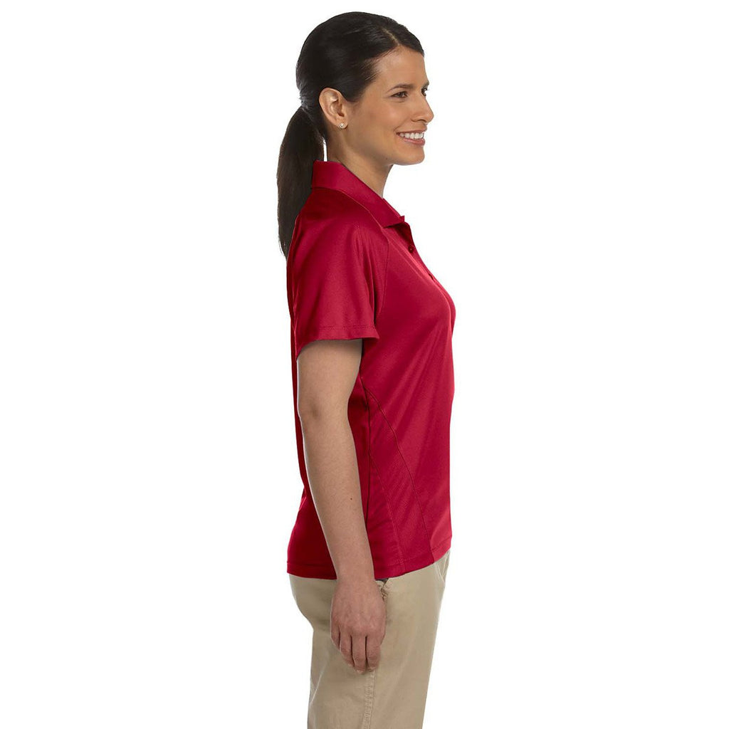 Harriton Women's Red 3.8 oz. Polytech Mesh Insert Polo