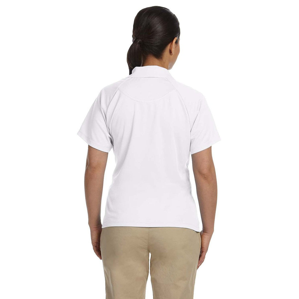 Harriton Women's White 3.8 oz. Polytech Mesh Insert Polo