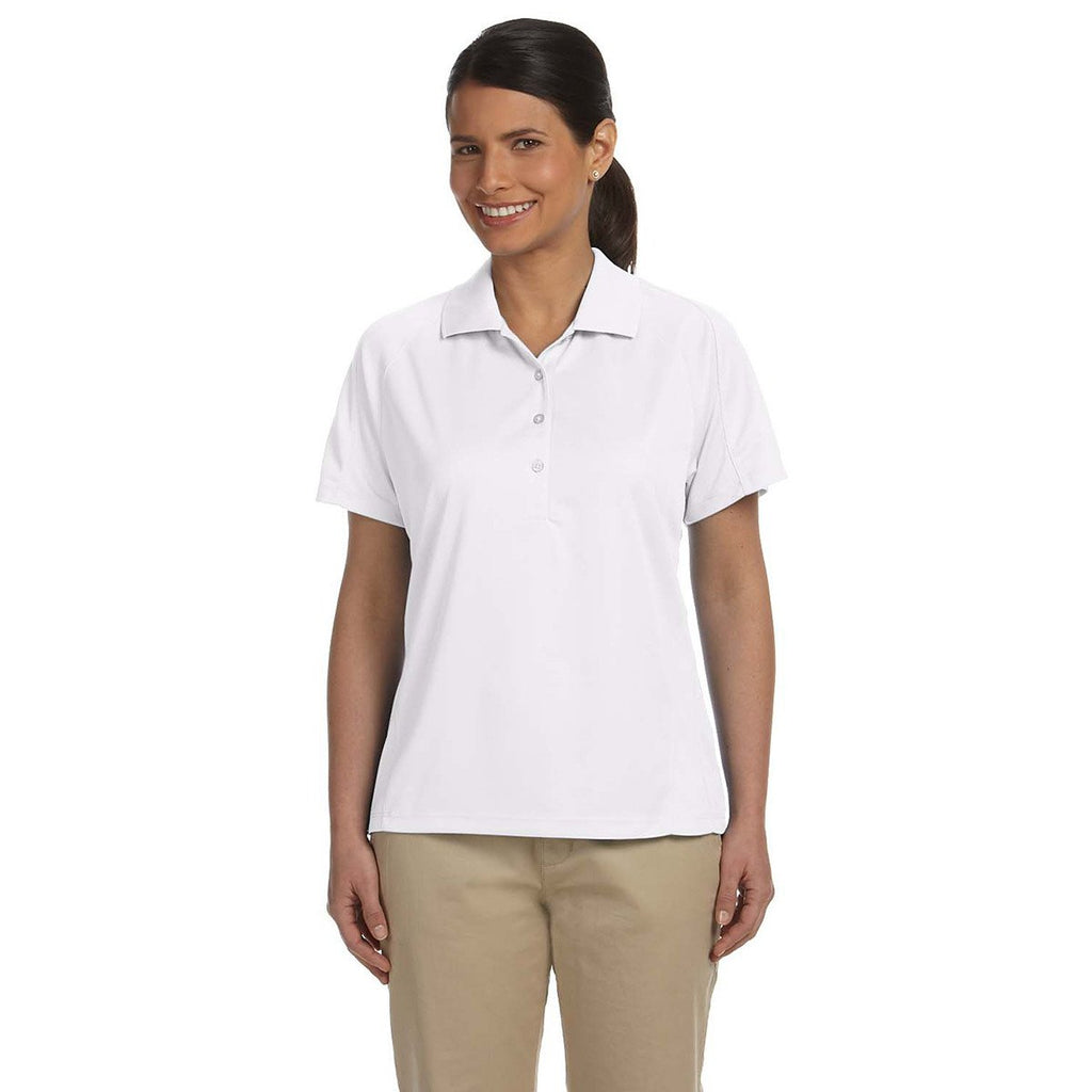 Harriton Women's White 3.8 oz. Polytech Mesh Insert Polo