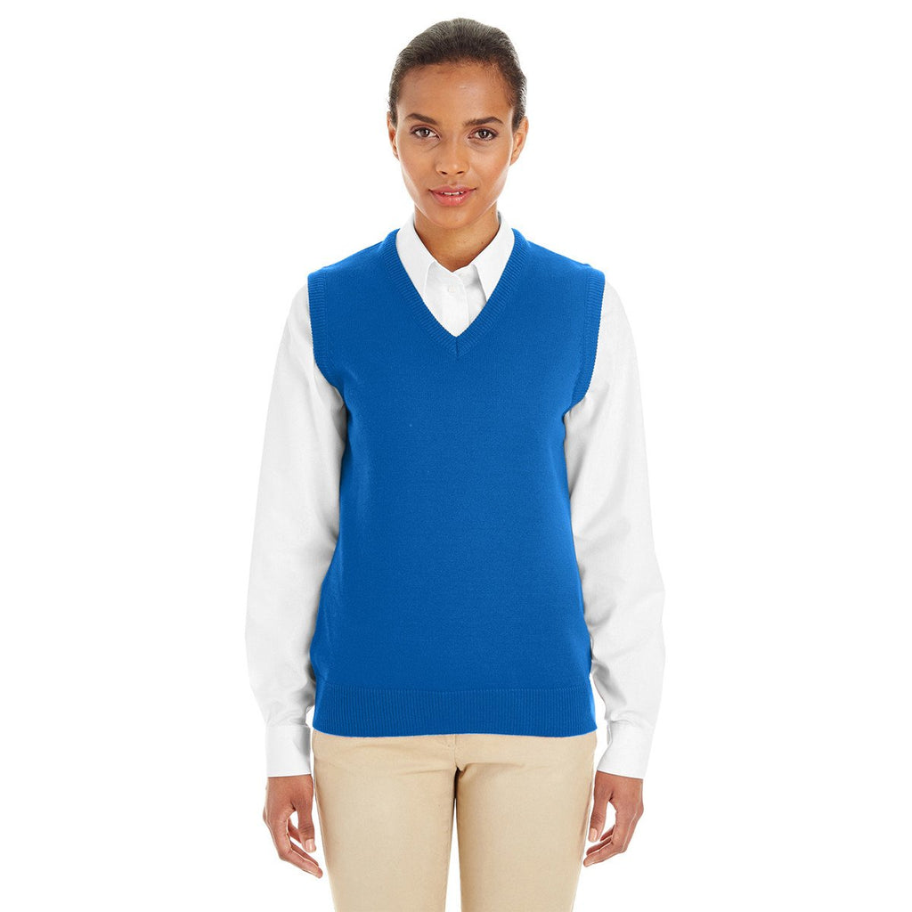 Harriton Women's True Royal Pilbloc V-Neck Sweater Vest