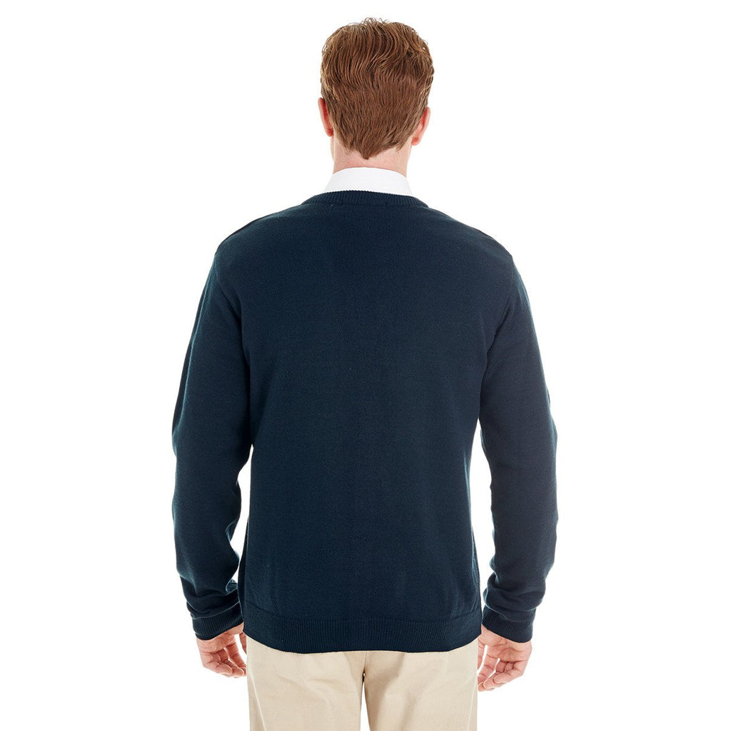 Harriton Men's White Pilbloc V-Neck Button Cardigan Sweater