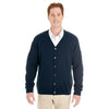 Harriton Men's White Pilbloc V-Neck Button Cardigan Sweater